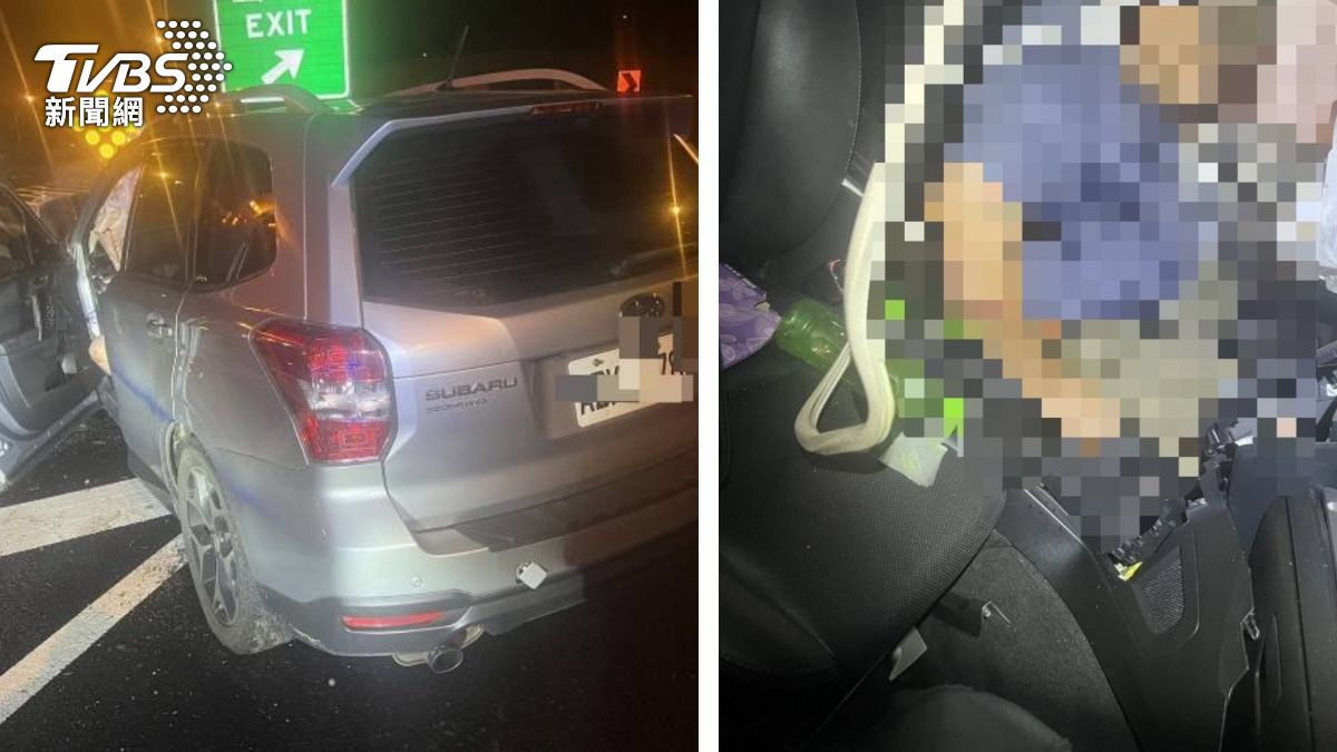 深夜驚魂！國1自撞石墩成廢鐵　57歲男駕駛「車毀人亡」