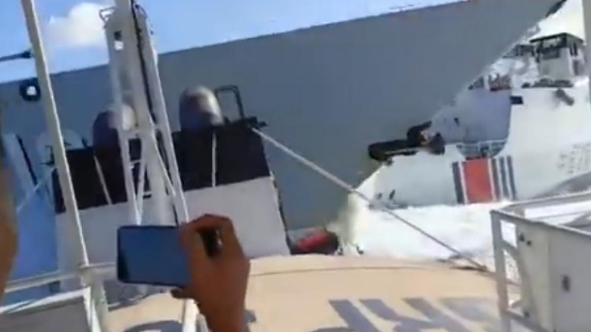 烏龍？大陸海警船攔截菲艇　下一秒撞爛自家軍艦