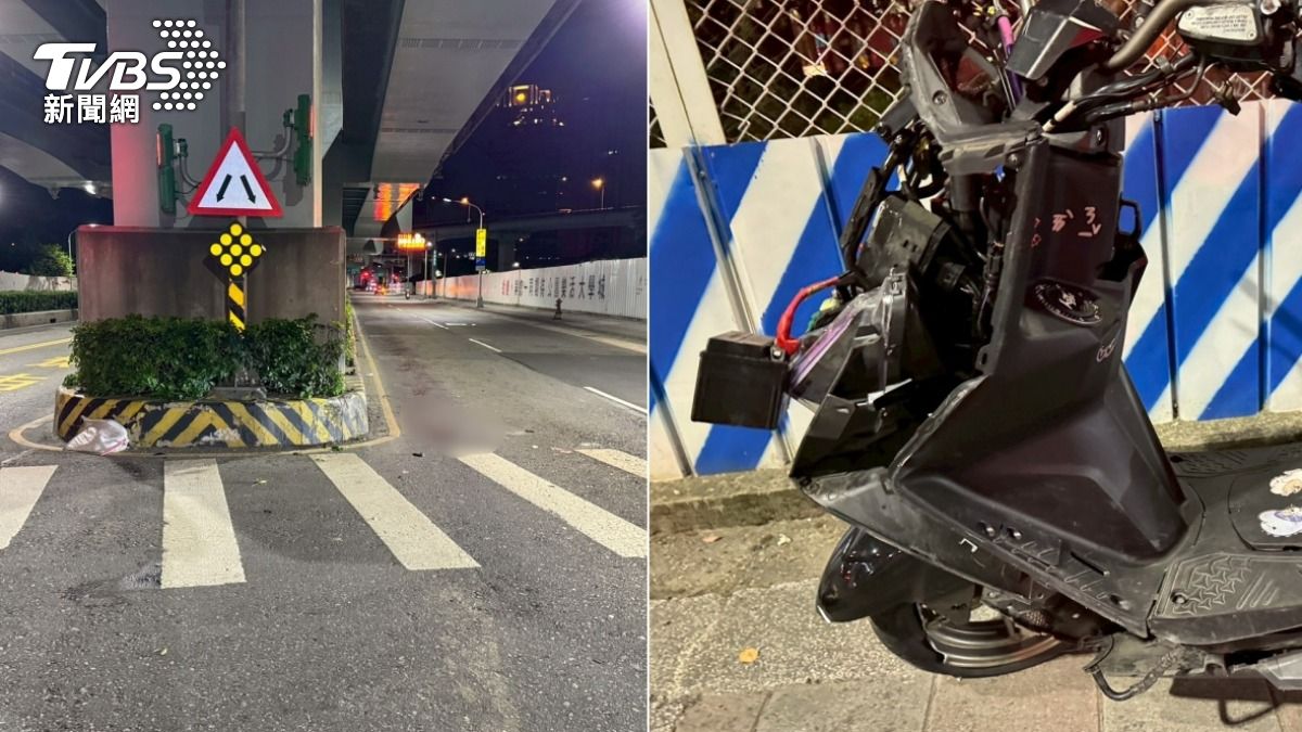 有片／新北機車詭撞橋墩「車殼噴濺一地」　騎士顱骨骨折昏迷