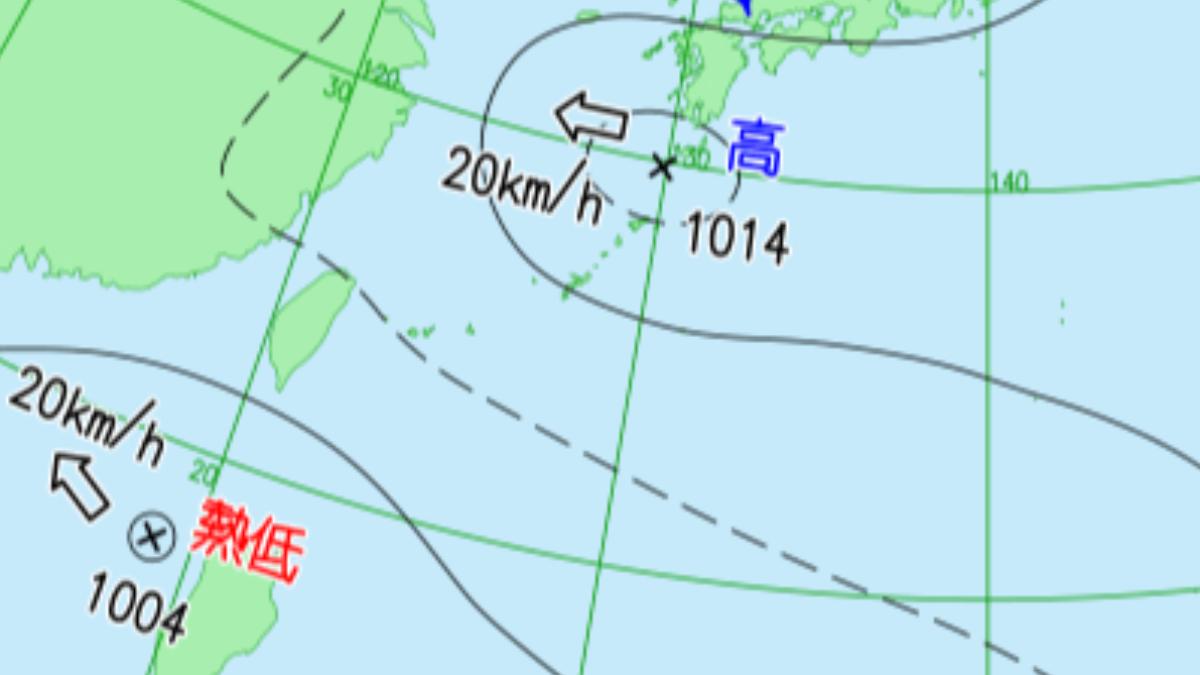 菲律賓西方「熱帶低壓生成」。（圖／取自日本氣象廳網站）