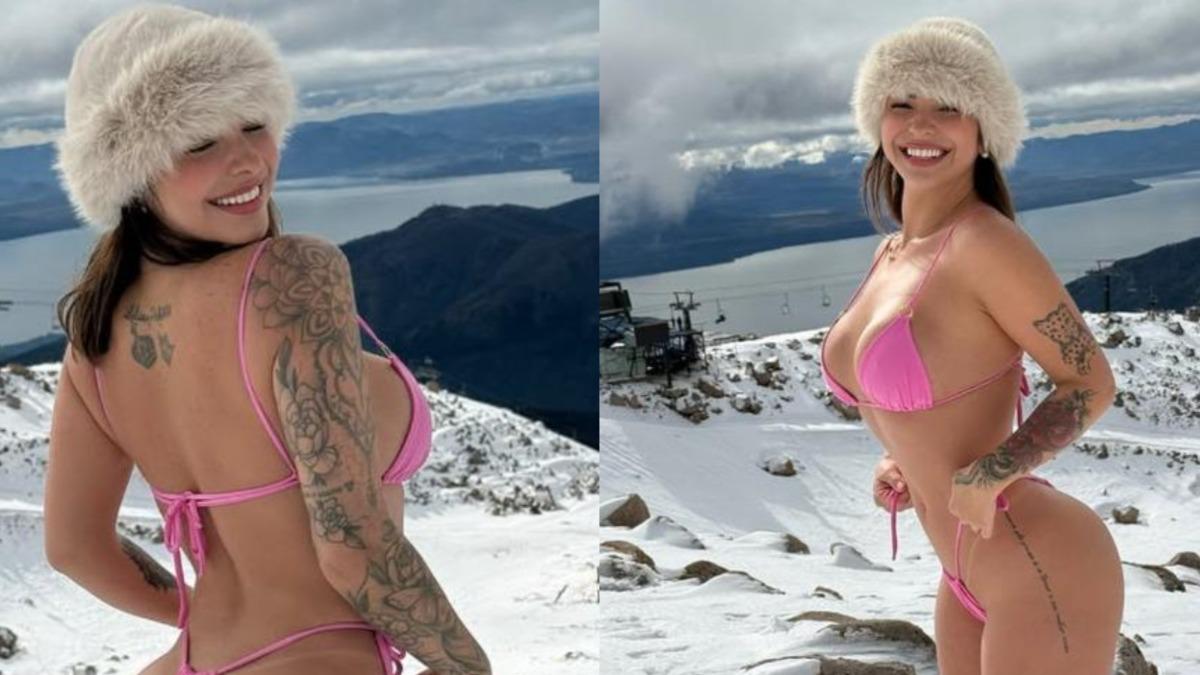 巴西網紅卡蘿在零下5度的雪地中只穿比基尼拍照。(圖／翻攝IG@karolrosalin)