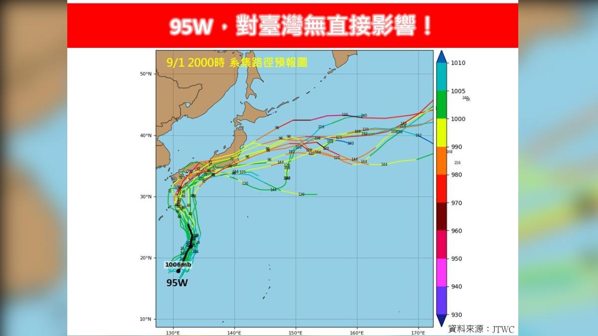 天氣／95W成輕颱機率增！「在日本環島巡禮」最新路徑曝