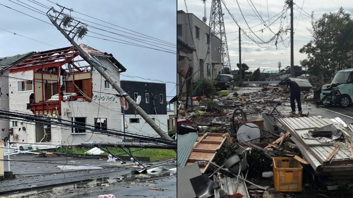 琵琶颱風日本發威！靜岡出現恐怖暴風　卡車翻覆、多棟建物受損