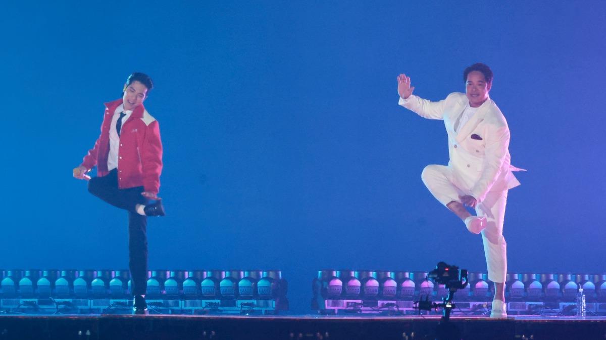 蕭敬騰與林智勝合跳sorry sorry舞。（圖／民眾提供）