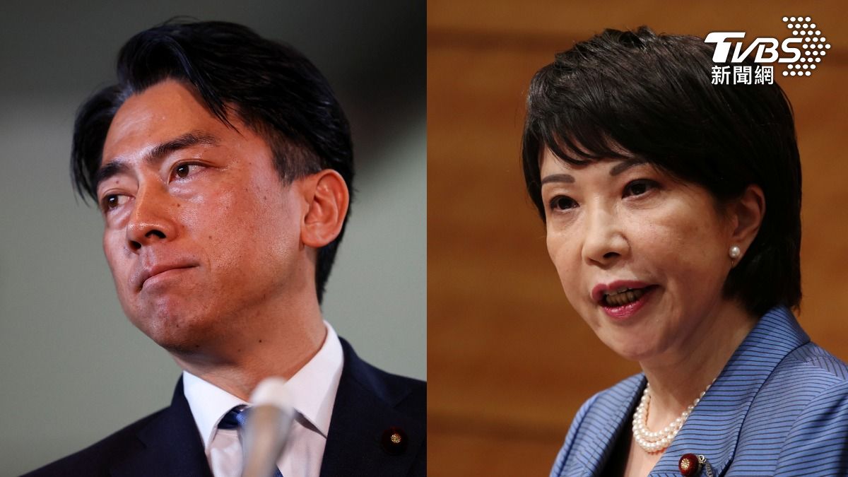 日相石破茂宣布請辭，農林水產大臣小泉進次郎（左）和前經濟安全保障大臣高市早苗（右）民調並列第一。(圖／達志影像路透社)