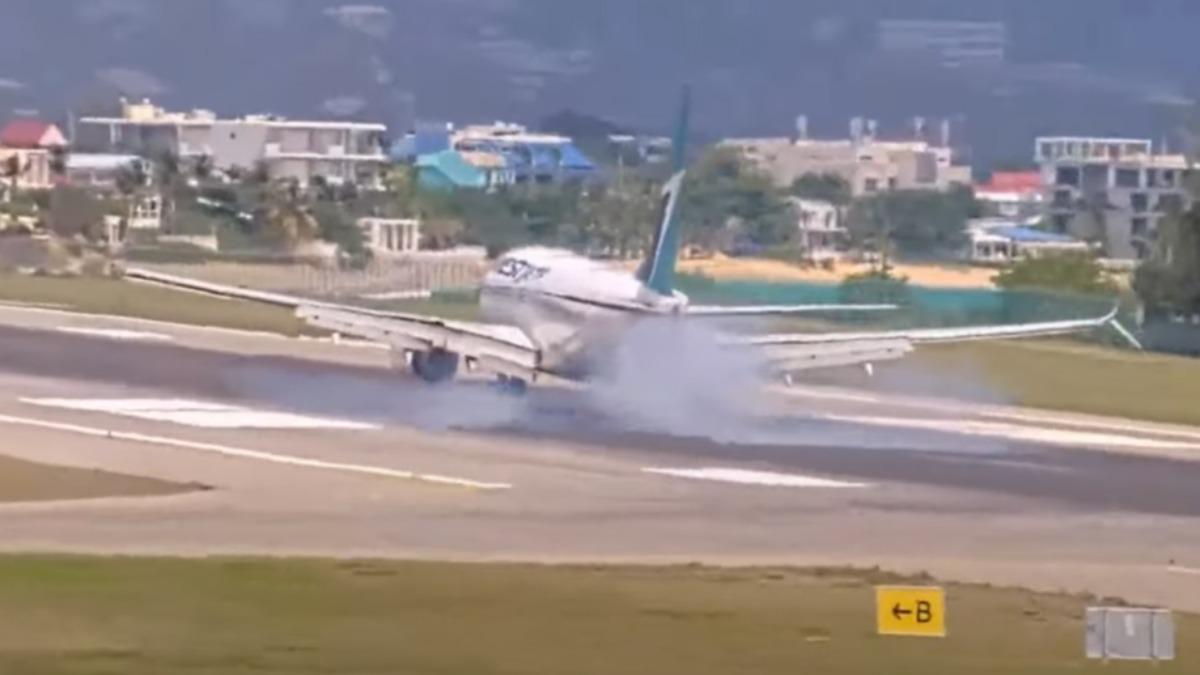 西捷航空-WestJet-降落意外-濃煙-波音客機-聖馬丁-機場跑道-著陸意外