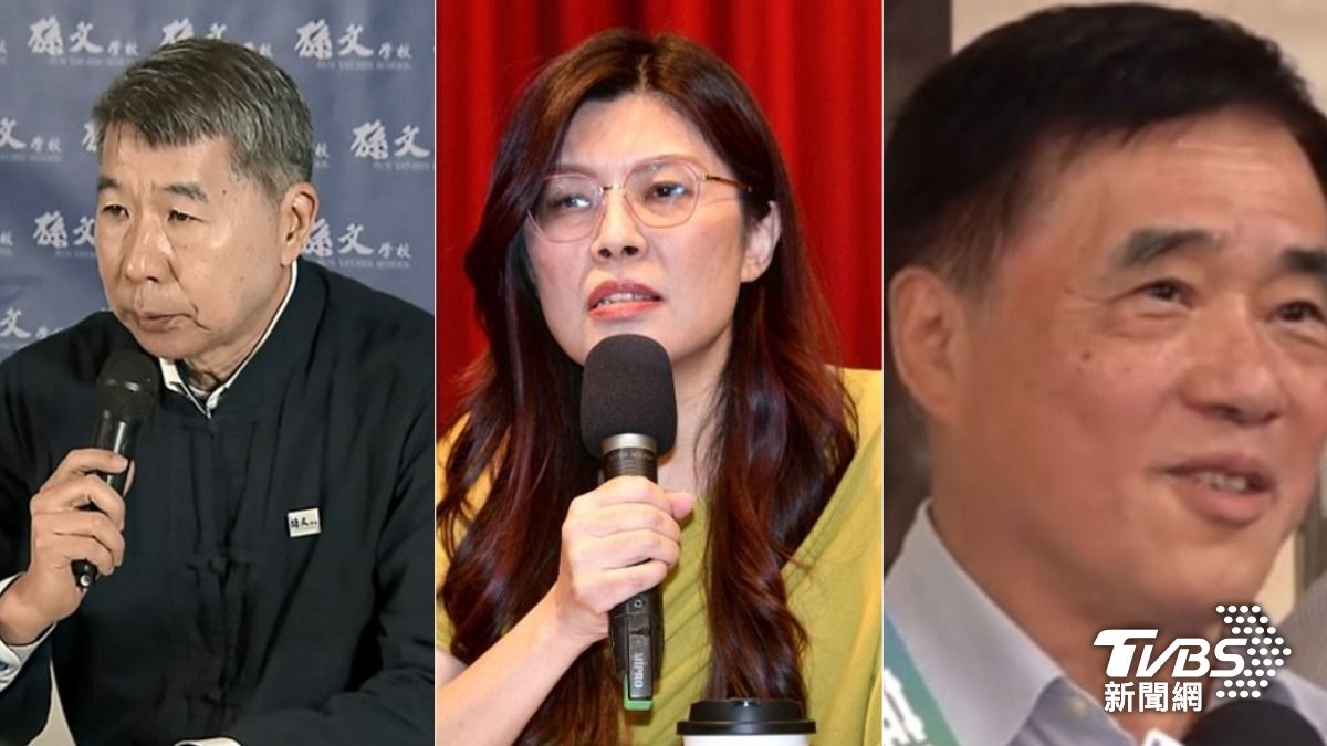 孫文學校總校長張亞中、前立委鄭麗文、前台北市長郝龍斌（由左至右）想角逐藍黨魁。（圖／TVBS）