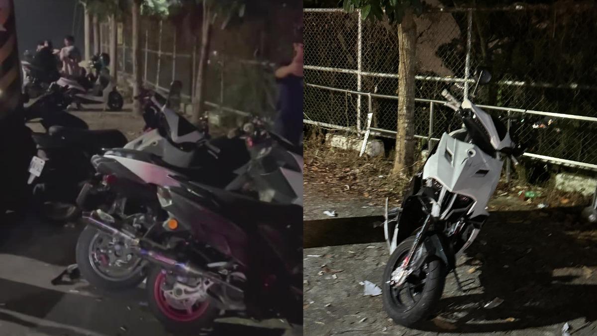 朝陽科大深夜車禍！學生疑過彎失控「橫掃7輛機車」　2人傷