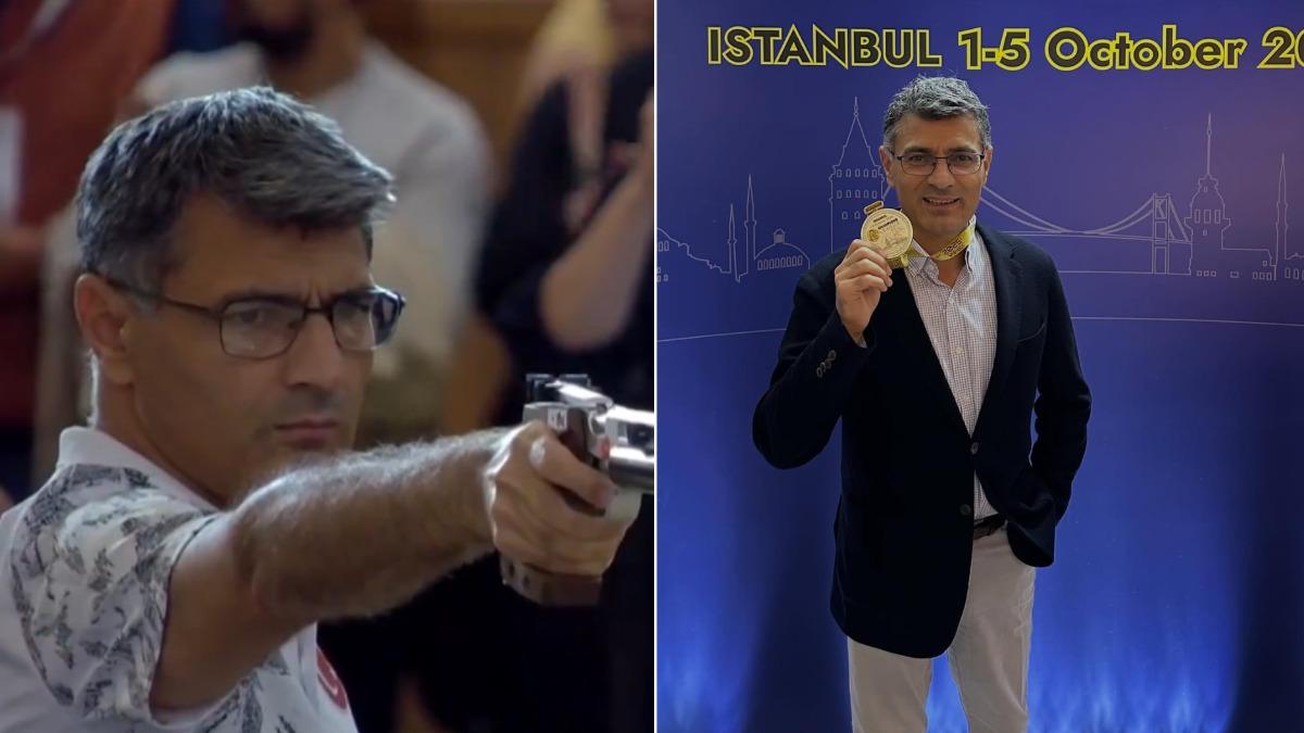 2024巴黎奧運賽爆紅的「土耳其射擊大叔」迪凱奇近日奪金。（圖／翻攝自X@stats_feed、Instagram@dikecaticilik）