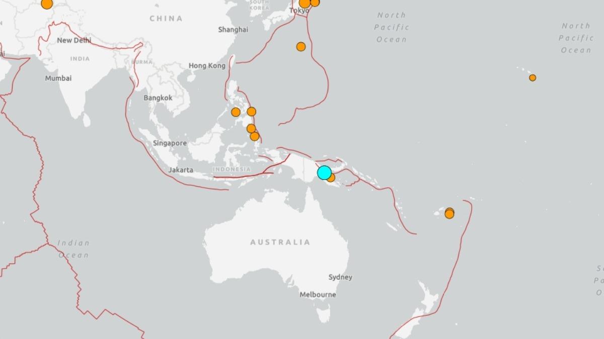 南太平洋巴布亞紐幾內亞發生規模6.6的地震。（圖／翻攝自美國地質調查局USGS）