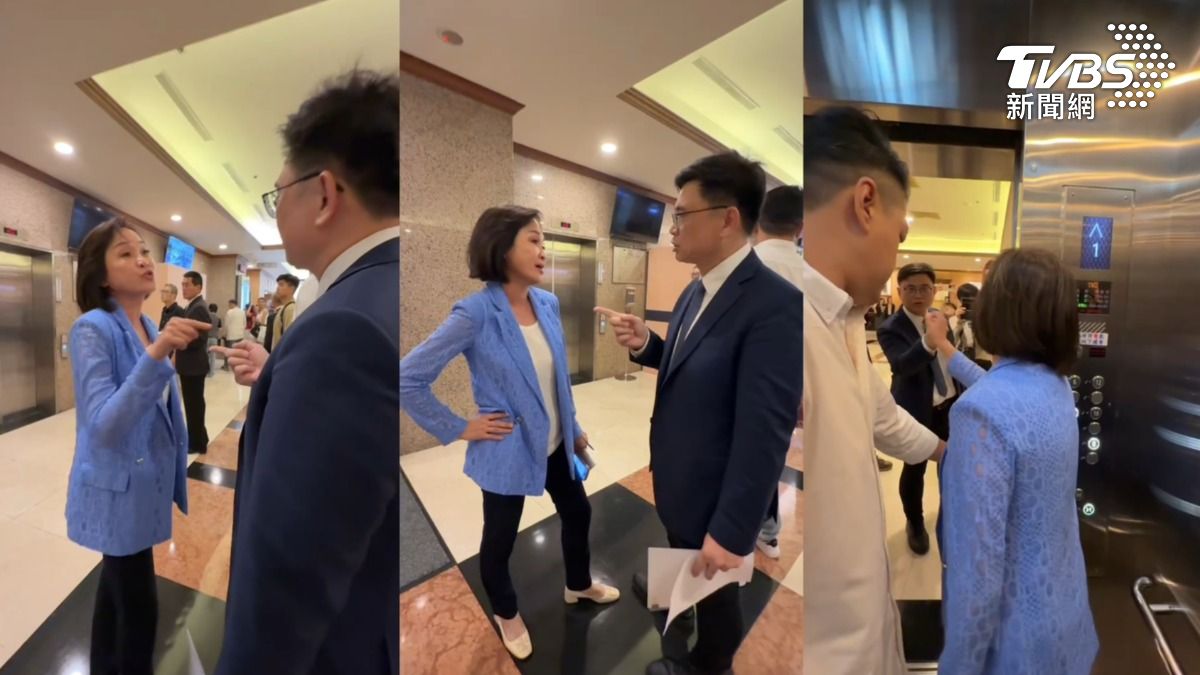 賴瑞隆今日上午更在立法院中興大樓的一樓大廳電梯前與柯志恩當面爭執。（圖／柯志恩辦公室提供）