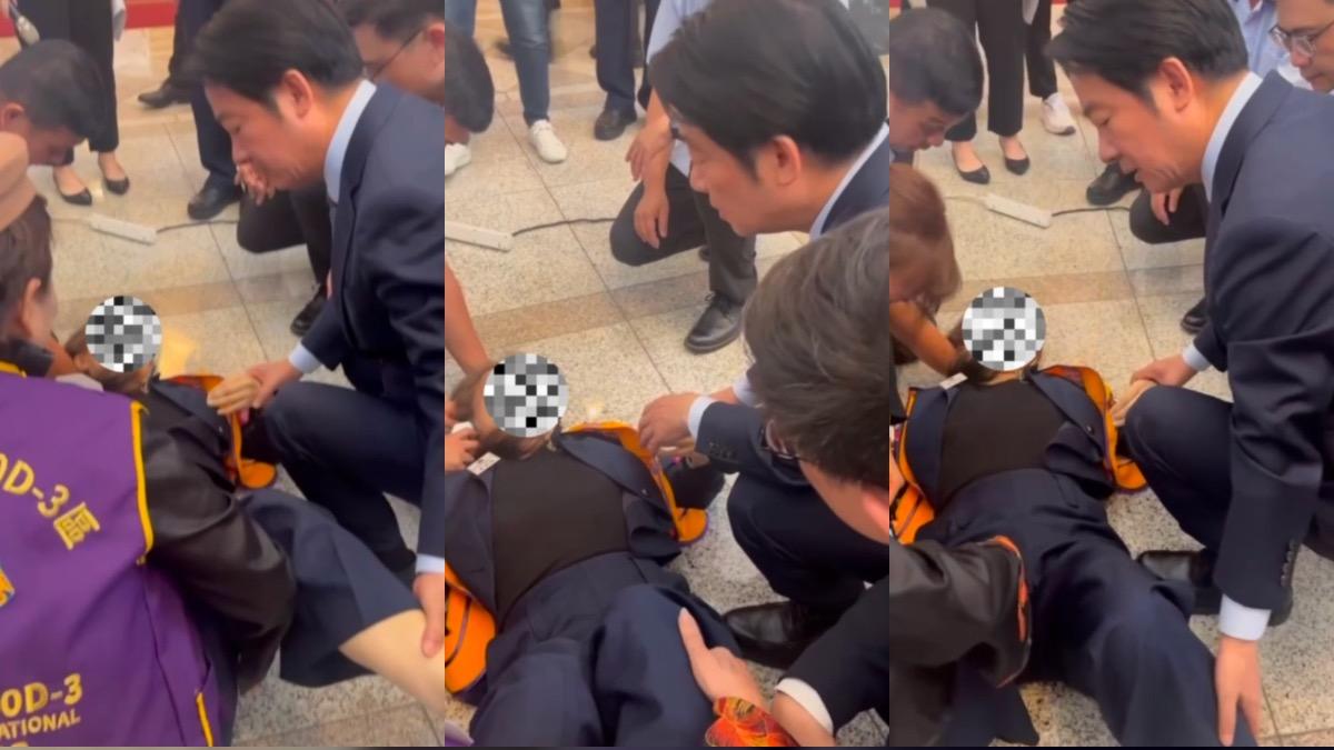 獅子會成員參訪總統府昏倒，總統賴清德秒變「賴醫師」診斷。（圖／邱議瑩辦公室提供）