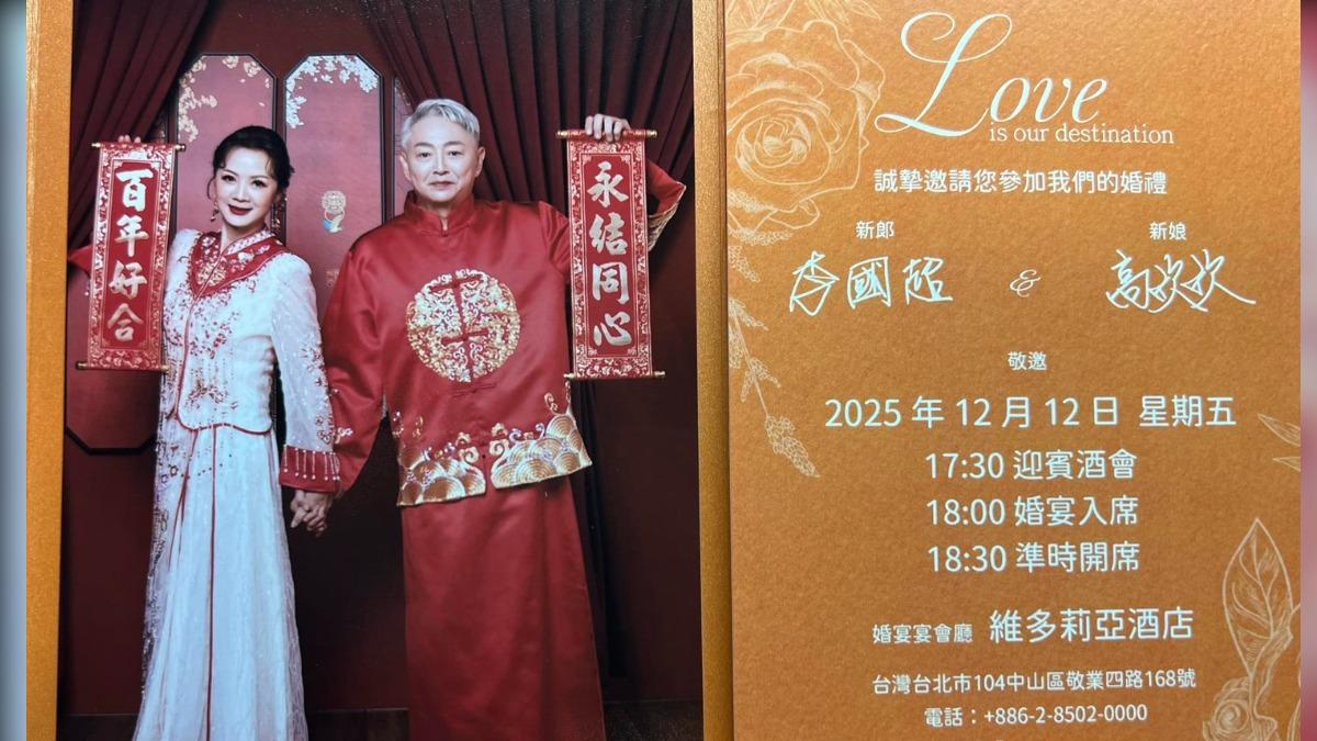 高欣欣(左)與李國超喜帖曝光。(圖/高欣欣提供)