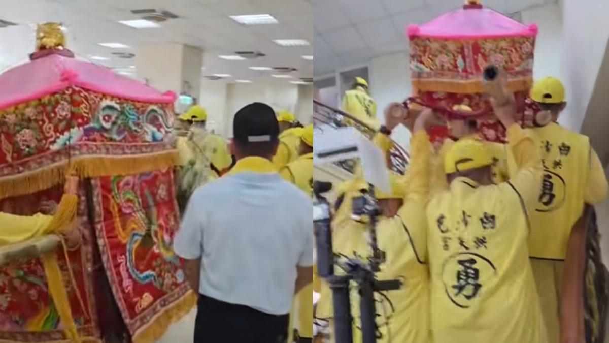 媽祖直衝竹北吊車大王新蓋的小羅浮宮。（圖／翻攝自胡漢龑臉書）