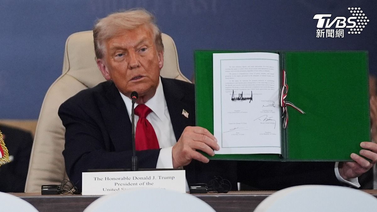 川普宣布加薩戰爭結束。(圖／達志影像美聯社)