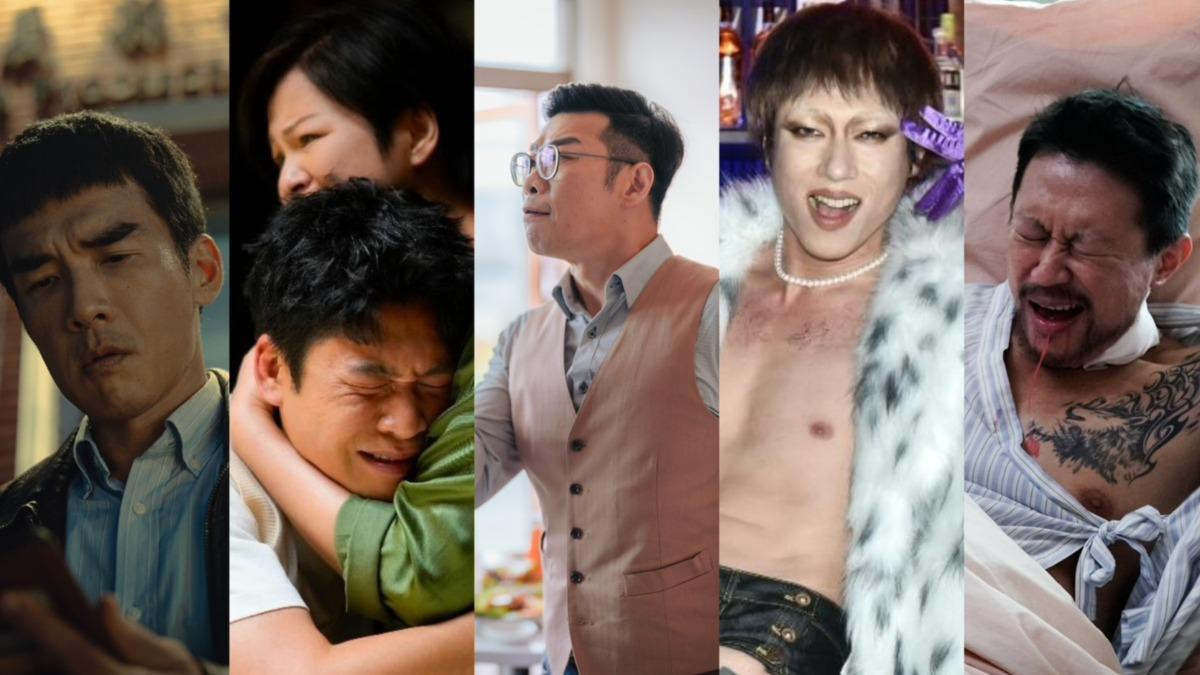 楊一展（左起）、黃迪揚、馬力歐、莊凱勛、徐灝翔入圍金鐘獎戲劇節目男配角。（圖／翻攝化外之醫臉書、Netflix、鏡文學、紅杉娛樂、大愛提供）