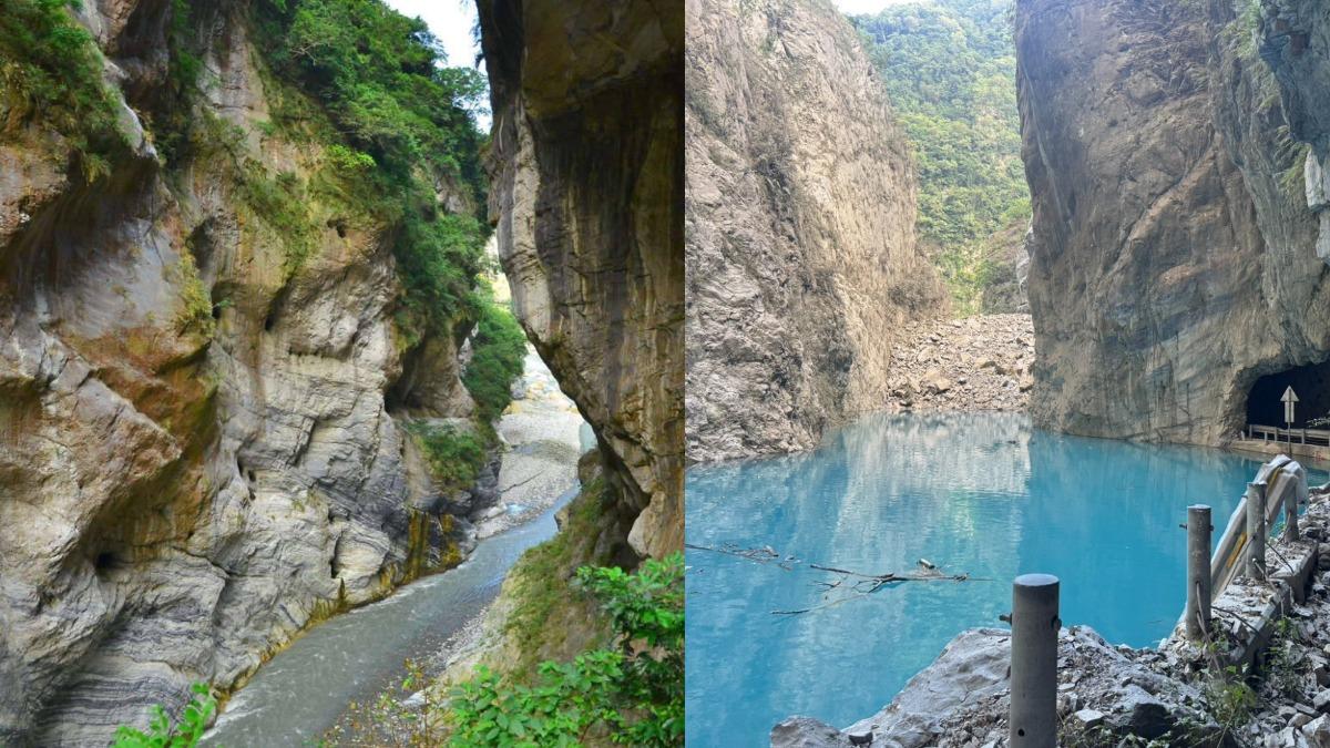 立霧溪燕子口今昔對比曝!新堰塞湖成形 太魯閣全區禁入