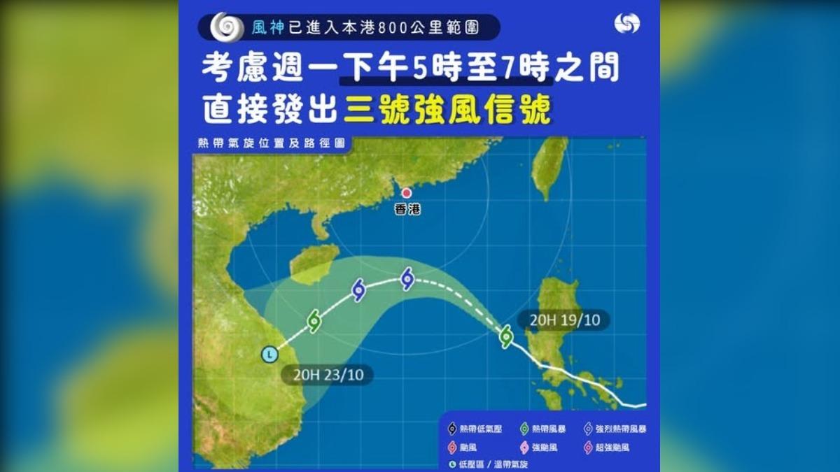 風神颱風逼近！香港今擬發「三號強風信號」　沿岸地區恐淹水