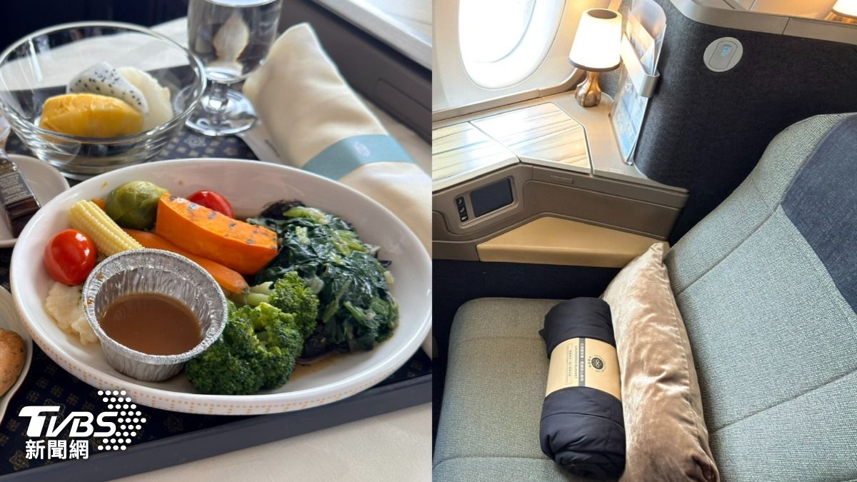 華航永續航班出發！挑戰4成永續燃料　蔬食餐、機上用品開箱