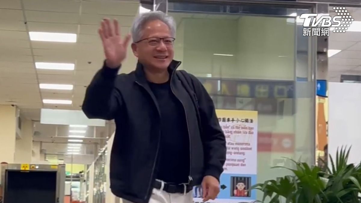 黃仁勳訪台。（圖／TVBS）