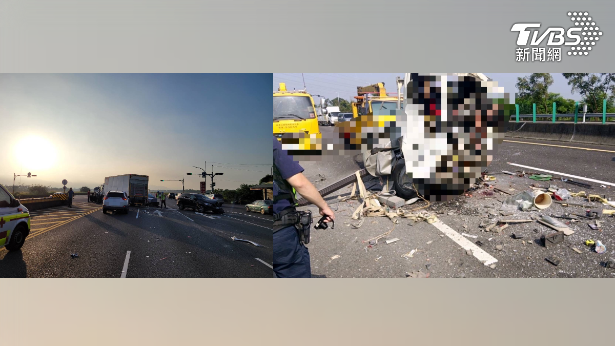 貨車追撞！國道釀2死　屏東駕駛「陽光刺眼」撞5車