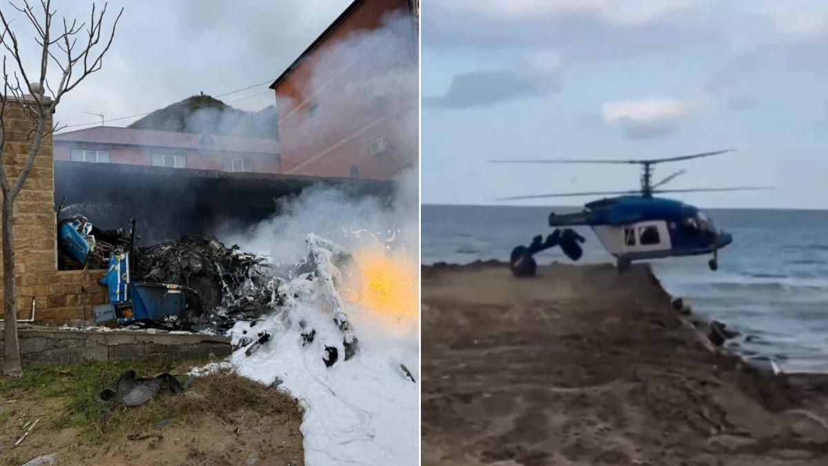 俄軍工廠直升機墜毀撞樓!公司高層等5人慘死 起火驚悚畫面曝