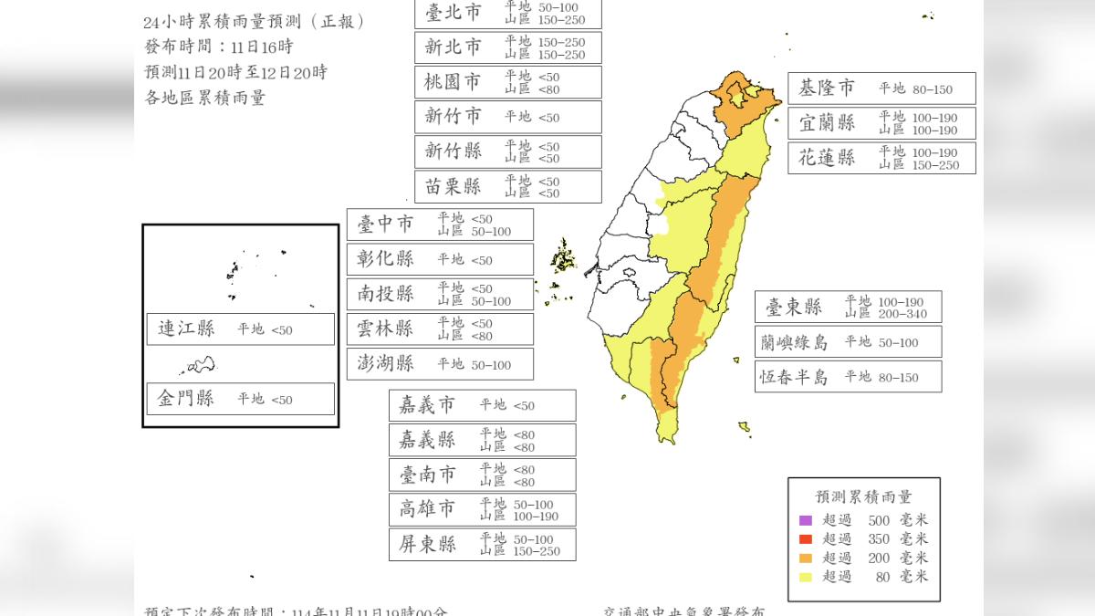 鳳凰颱風最新風雨預測曝。（圖／氣象署）