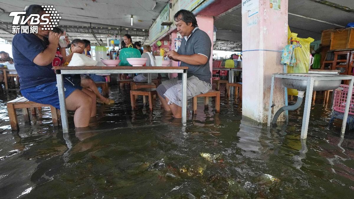 邊喝魚湯邊餵魚!泰小吃店不怕大水淹 「泡水」用餐生意翻倍