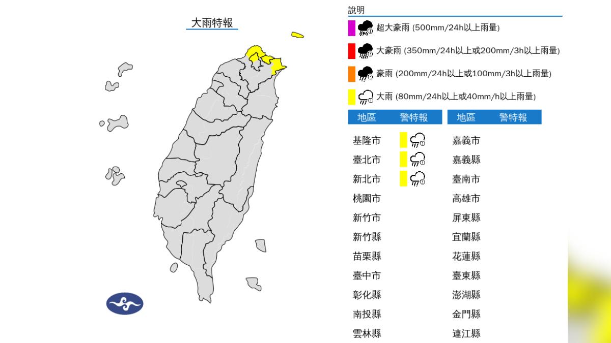 天氣/變天了!3縣市大雨特報 一路下到晚上