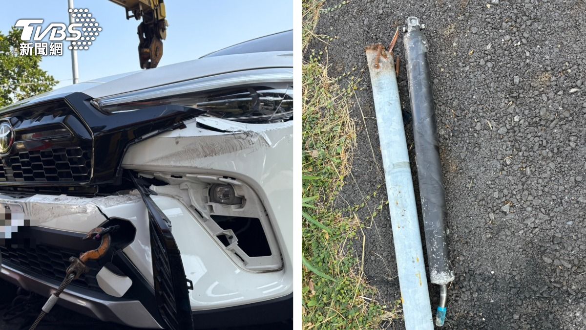 有片／國道血滴子！傳動軸噴飛對向　砸汽車玻璃碎、氣囊爆開