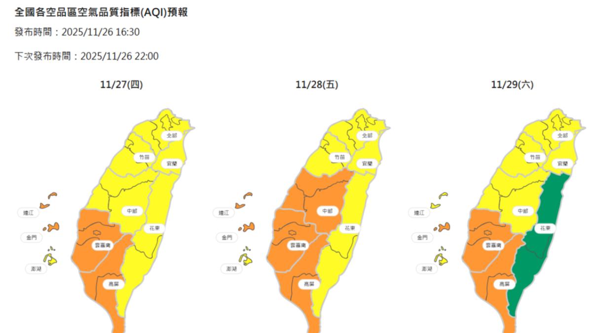 天氣／東北季風攜沙塵霾害　明傍晚起空氣品質亮橘燈