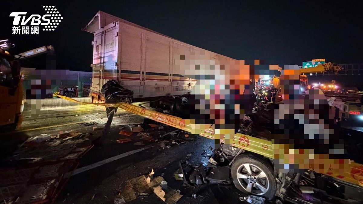 國一車禍1死1命危8傷！機場接送司機斷頸亡　砂石車挨撞反落跑