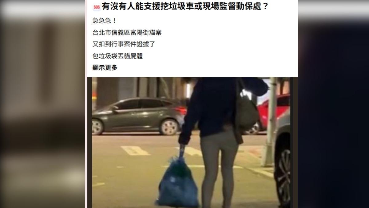 信義區婦人當街棄貓屍惹眾怒　動保處曝不當飼養慣犯
