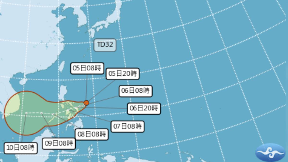 天氣/熱帶性低氣壓TD32生成 恐增強為颱風「洛鞍」