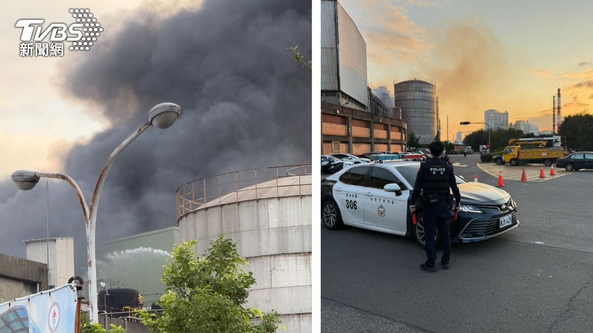 快訊／市區整片霧黑！苗栗化學公司大火　疑倉庫木板起火