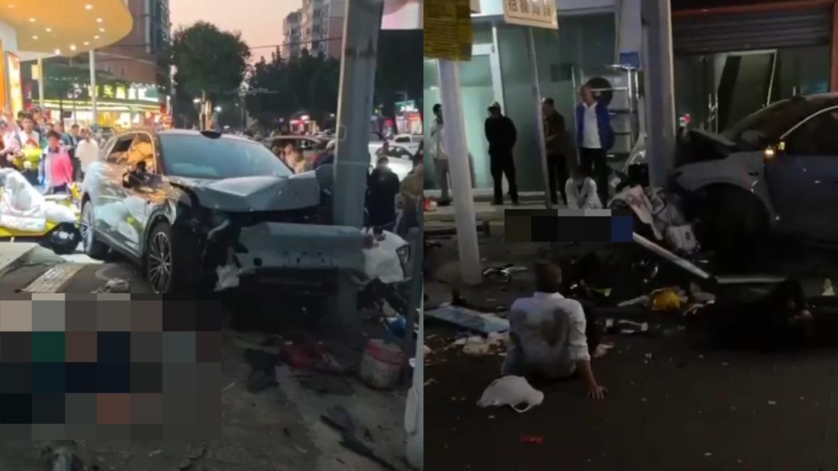 中國廣州「休旅車高速衝上人行道」 轟然巨響多人遭撞倒地