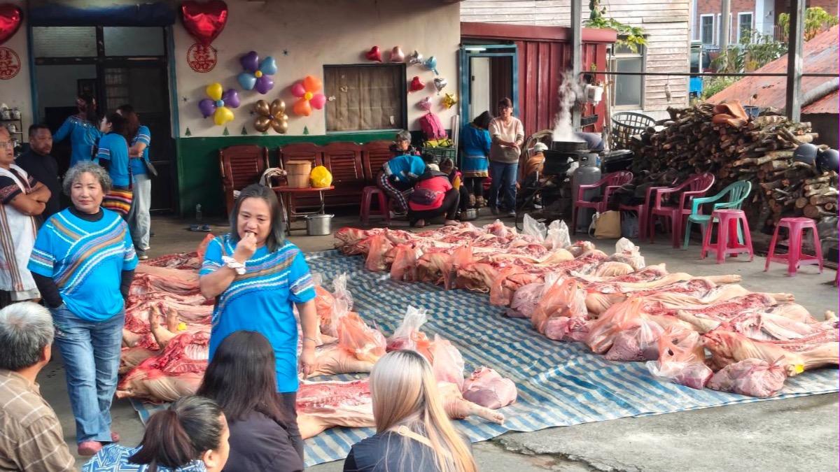 喜餅太狂!布農族結婚霸氣獻上「22頭豬」 場面震撼