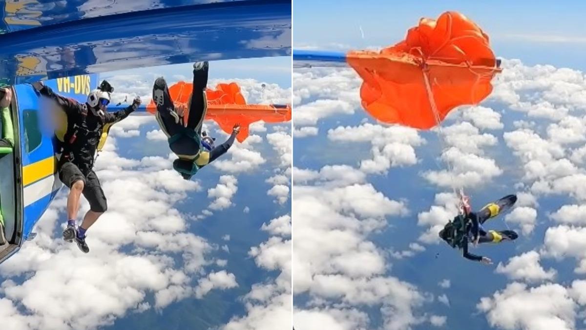 降落傘提前打開纏機翼!澳洲男「卡1.5萬英尺高空」畫面曝