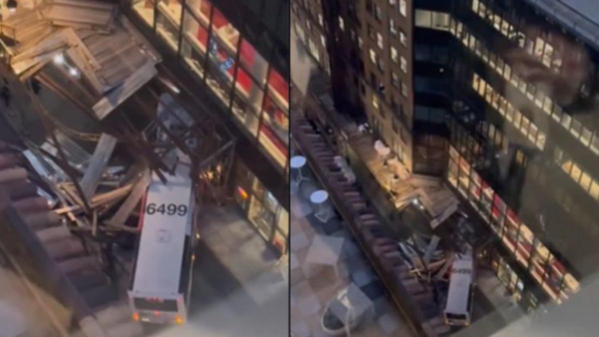 紐約巴士失控衝進大樓撞倒鷹架 目擊民眾:駕駛做奇怪動作