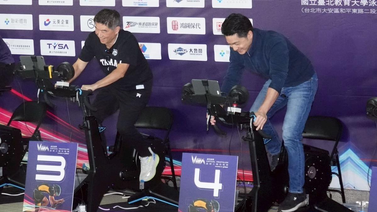 跑起來!蔣萬安同框賈永婕 「穿牛仔褲」比虛擬三鐵竟拿亞軍