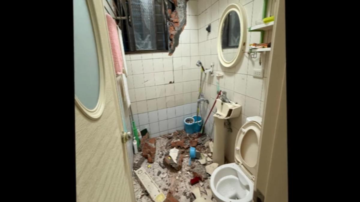 擋土牆灌漿爆釀災 混凝土塊崩飛毀兩浴室 幸為撤離戶無人傷