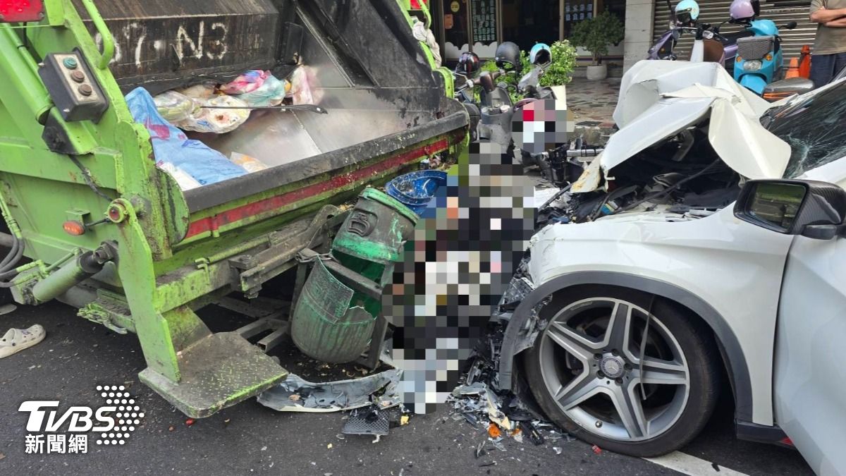 台南轎車高速追尾撞垃圾車 女清潔員「夾中間」當場死亡
