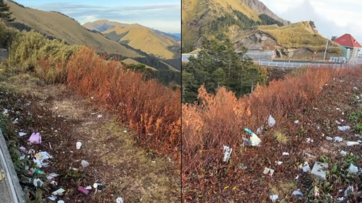 合歡山武陵停車場山坡「滿地垃圾」!網怒:台灣人的素質真的…