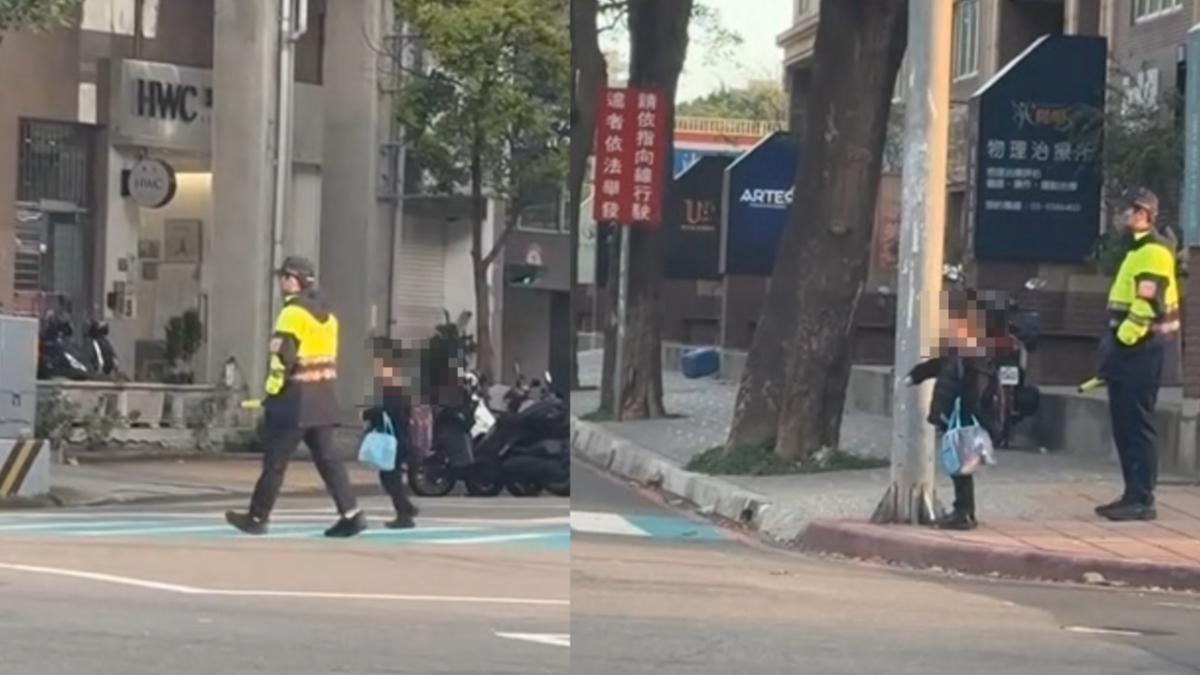 小男孩獨自過馬路 暖心員警「默默跟上」護送 網友大讚
