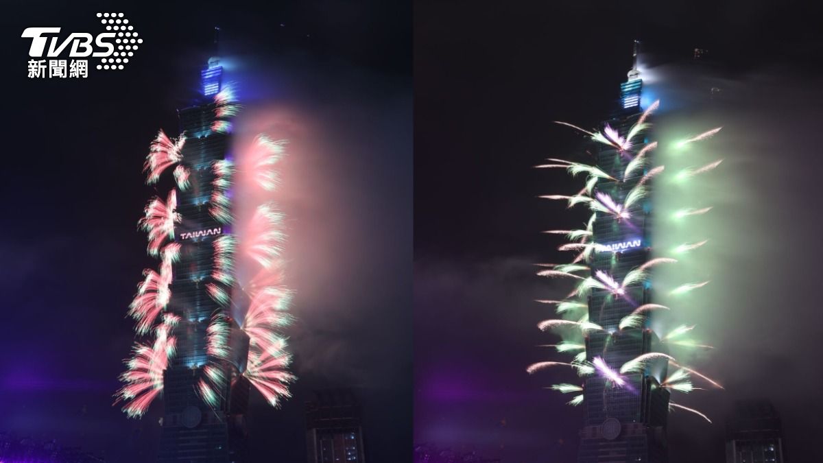 圖輯／台北101煙火雨中綻放360秒　5段落點亮跨年夜