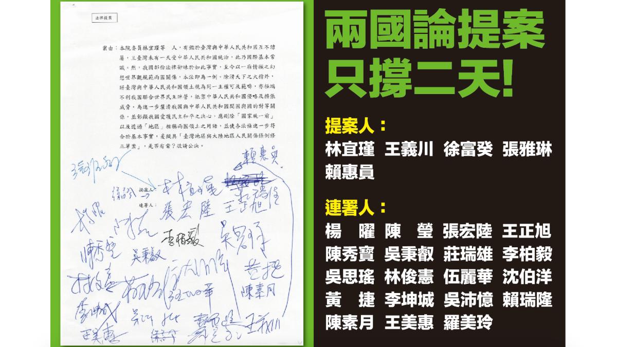 林宜瑾駁「兩國論」修法撤案 羅智強爆料:送案登記被立可帶塗掉