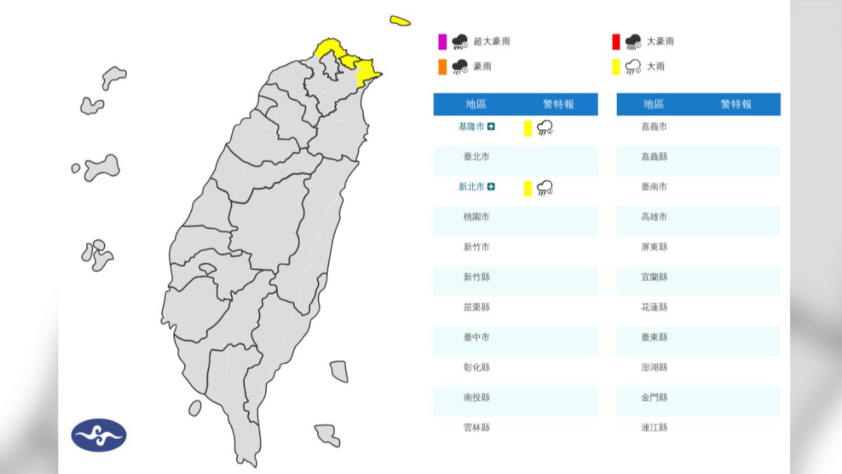 天氣/越晚越濕冷!「基隆、新北」大雨特報 下到明晨