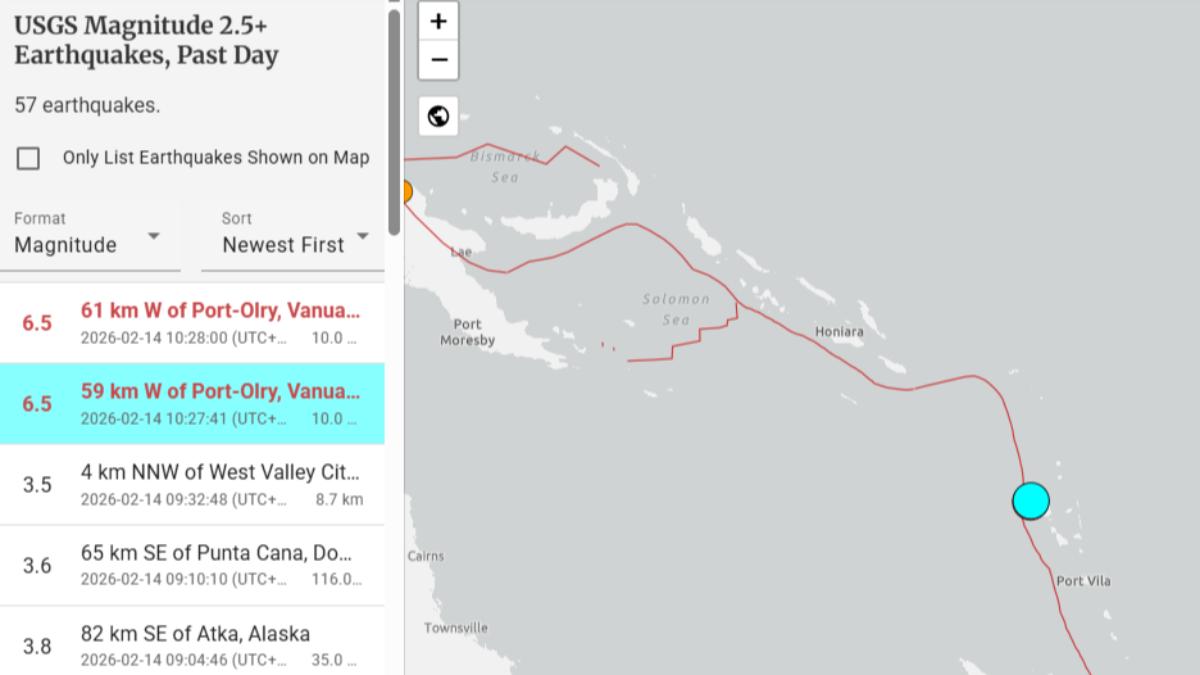 快訊/太平洋40秒內連兩震!萬那杜爆規模6.5地震