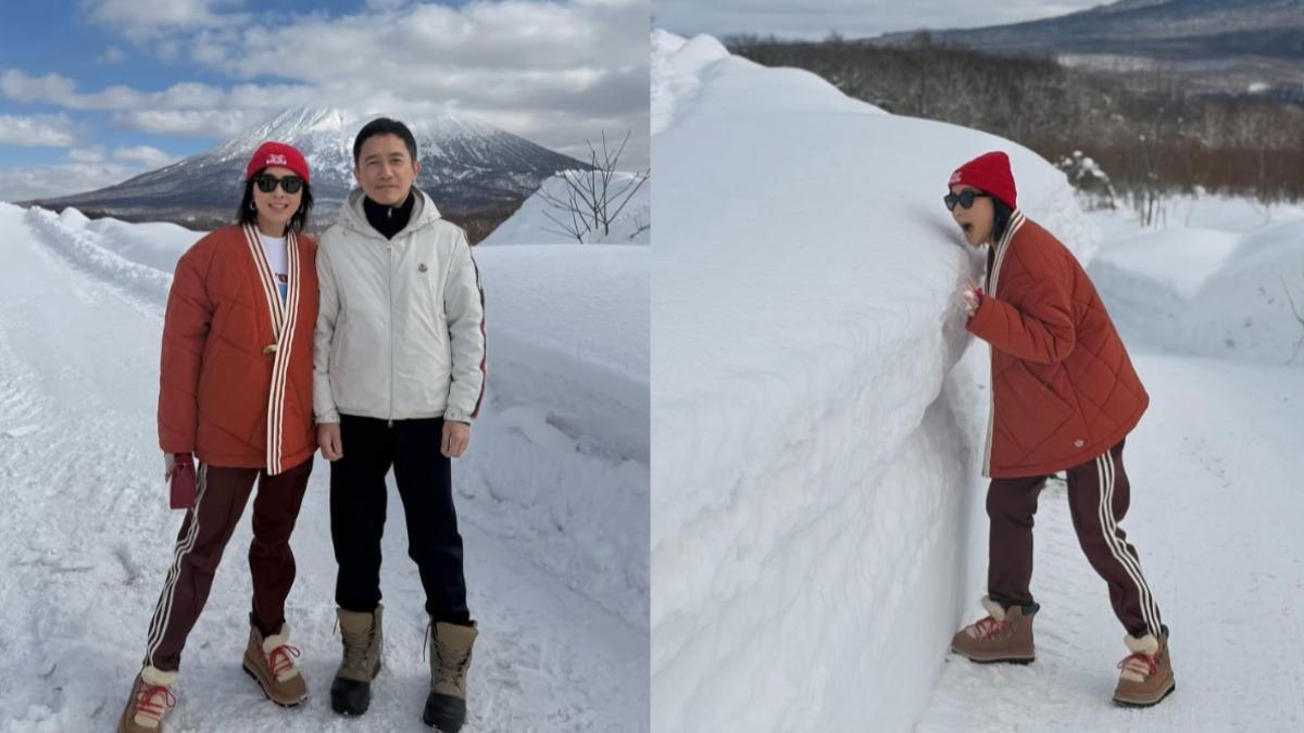 梁朝偉夫妻赴日過年打卡富士山 劉嘉玲調皮「吃雪」超反差