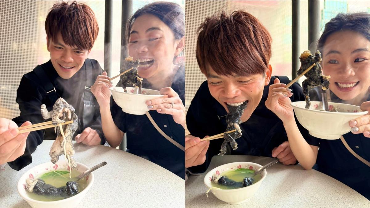 蔡阿嘎回北港必吃名物!大啖青蛙湯「整隻啃才爽」 連皮帶骨畫面衝擊